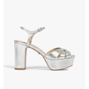 SCHUTZ Metallic Silver Platform Block Heel Sandals